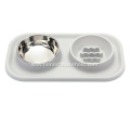 Silicone pet food bowl with SS bowl